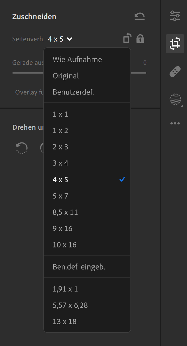 Crop options in Lightroom for the best image quality on Instagram